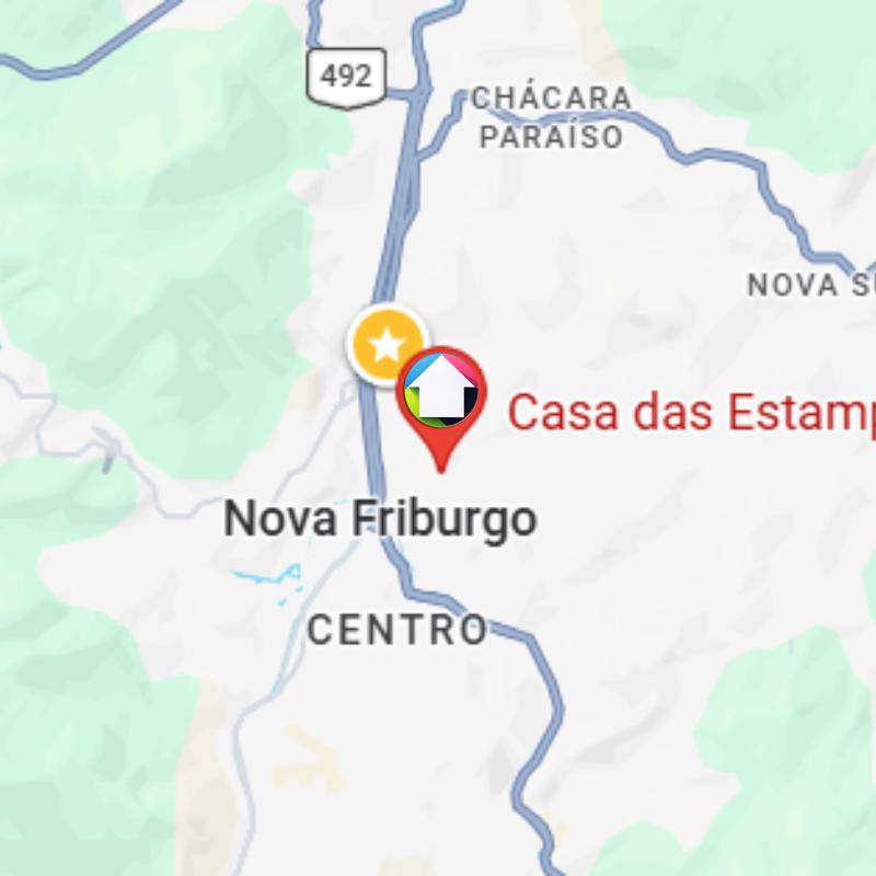 Mapa com a localização da Casa das Estampas em Nova Friburgo